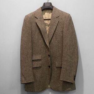 Vintage Wool Tweed Brown Herringbone Blazer Size Medium Boulvard Club